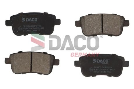 Комплект гальмівних накладок, дискове гальмо DACO Germany 323953