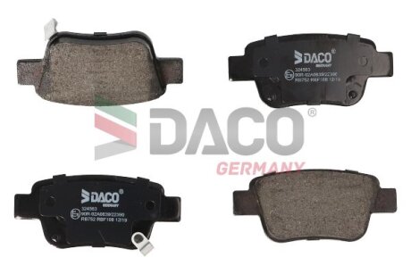 Комплект гальмівних накладок, дискове гальмо DACO Germany 324563