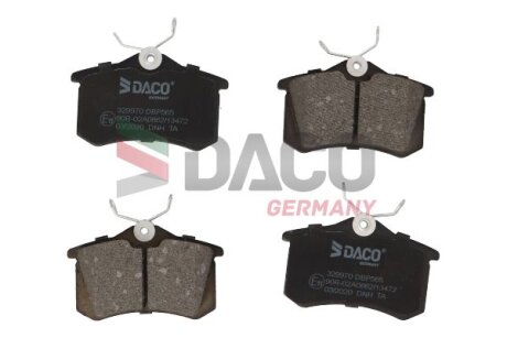 Комплект гальмівних накладок, дискове гальмо DACO Germany 329970