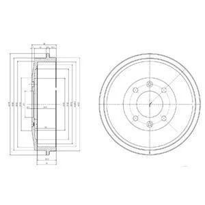Гальмівний барабан задн CITROEN BERLINGO, BERLINGO/MINIVAN, C15, C15/MINIVAN, XSARA, XSARA PICASSO, XSARA/HATCHBACK, XSARA/KOMBI, ZX PEUGEOT 305 I, 305 II, 305/KOMBI, 306 1.0-Electric 10.77-12.15 Delphi BF169