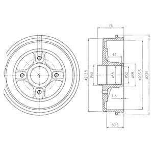 Гальмівний барабан задн NISSAN KUBISTAR RENAULT 18, 18 VARIABLE, 20, 21, 25, CLIO I, ESPACE I, ESPACE II, FUEGO, KANGOO, KANGOO EXPRESS, LAGUNA I, MEGANE I, MEGANE SCÉNIC 1.0-Electric 10.77- Delphi BF423