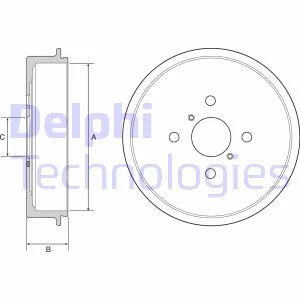 Гальмівний барабан задн DAIHATSU CHARADE VIII TOYOTA YARIS, YARIS/HATCHBACK 1.0-1.5 08.05- Delphi BF552