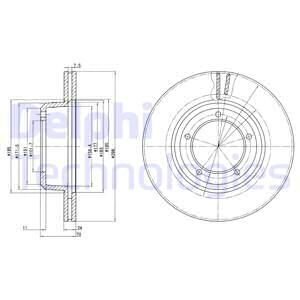 Диск тормозной LANDROVER DISCOVERY/DEFENDER/RANGE ROVER 90- перед.вентил. Delphi BG2612C