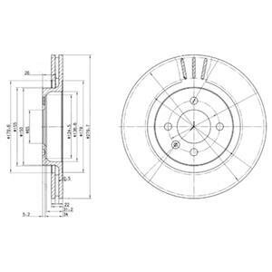 Диск гальмівний SEAT Cordoba, Ibiza, VW Golf, Passat передн. вент. (Комл. 2шт) Delphi BG2712