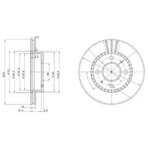 Диск тормозной NISSAN ALMERA -00 перед.вент. Delphi BG3206