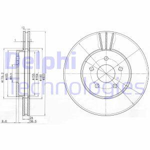 Диск тормозной FORD MONDEO 3 -07 перед. Delphi BG3537C