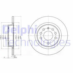 Комплект гальмівних дисків (2 шт) задн Лів/Прав CADILLAC BLS FIAT CROMA, CROMA/KOMBI OPEL SIGNUM, VECTRA C, VECTRA C GTS SAAB 9-3, 9-3X 1.6-3.2 04.02- Delphi BG3731C