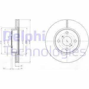 Диск тормозной TOYOTA YARIS 06- перед. вент. D=258 Delphi BG4116C
