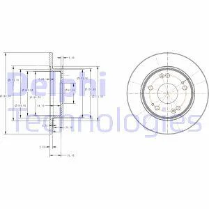 Комплект гальмівних дисків (2 шт) задн Лів/Прав HONDA CIVIC IX, CIVIC VIII 1.3-2.2D 09.05-12.16 Delphi BG4118C