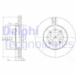 Диск тормозной HONDA JAZZ -08 1.2-1.4 вент. перед. Delphi BG4148C
