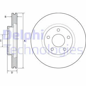Комплект гальмівних дисків (2 шт) передн Лів/Прав MAZDA 6, 6/KOMBI, CX-5, CX-9 2.0-2.5H 11.11- Delphi BG4562C