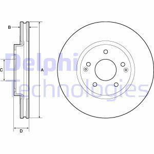 DB гальмівний диск передній SANGYONG ACTYON II 10/12-,KORANDO 11/10- Delphi BG4809C