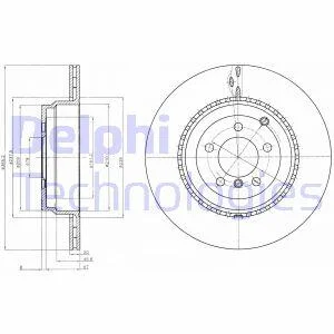 LAND ROVER Гальмівний диск задн. RANGE ROVER III (L322) 4.4 D, 5.0 09- Delphi BG9080C
