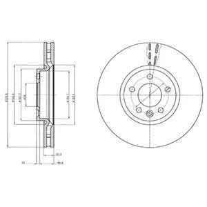 Диск гальмівний передн Лів/Прав VW CALIFORNIA T5 CAMPER, CALIFORNIA T6 CAMPER, MULTIVAN T5, MULTIVAN T6, TRANSPORTER T5, TRANSPORTER T6, TRANSPORTER T6 / CARAVELLE T6 1.9D-2.0D 04.03-08.24 Delphi BG9106