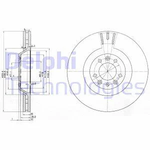 CITROEN диск гальмів.передн.C5 III,Peugeot 508 09- Delphi BG9844
