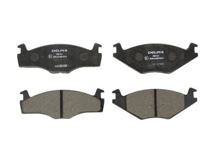 Комплект гальмівних колодок передн, SEAT CORDOBA, CORDOBA VARIO, IBIZA II, TOLEDO I VW GOLF I, GOLF II, GOLF III, JETTA I, JETTA II, PASSAT B2, PASSAT B3/B4, POLO 1.0-2.2 08.76-10.02 Delphi LP0420