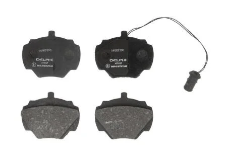 Комплект гальмівних колодок задн, LAND ROVER 90 I, DEFENDER, DISCOVERY I, RANGE ROVER I, RANGE ROVER II 2.0-4.3 08.81-02.16 Delphi LP0475