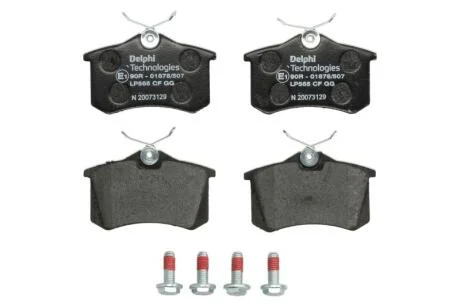 Комплект гальмівних колодок задн, DS DS 3, DS 4 AUDI A1, A2, A3, A4 B5, A4 B6, A4 B7, A4 B8, A6 C4, A6 C5, A8 D2, ALLROAD C5, CABRIOLET B3, TT CITROEN BERLINGO 1.0-Electric 08.82- Delphi LP0565