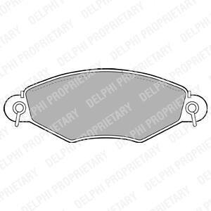Комплект гальмівних колодок передн, CITROEN XSARA/HATCHBACK KIA CARNIVAL I NISSAN KUBISTAR PEUGEOT 206, 306, 306/HATCHBACK 1.1-2.9D 04.93-12.12 Delphi LP1617