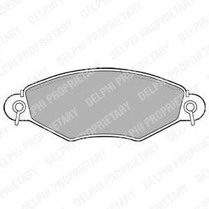 Комплект гальмівних колодок передн, CITROEN XSARA/HATCHBACK KIA CARNIVAL I NISSAN KUBISTAR PEUGEOT 206, 306, 306/HATCHBACK 1.1-2.9D 04.93-12.12 Delphi LP1617