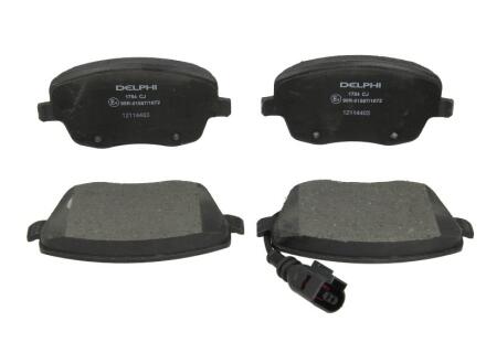 0 986 494 105, 181575-701 Комплект гальмівних колодок передн. SEAT CORDOBA, IBIZA III, IBIZA IV, SKODA FABIA I, FABIA I PRAKTIK, FABIA II, ROOMSTER, ROOMSTER PRAKTIK, VW JETTA III, POLO 1.0-2.0 08.99 Delphi LP1754
