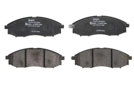 Комплект гальмівних колодок передн, NISSAN MURANO I, NAVARA, NAVARA NP300, NP300, PATHFINDER II, PATHFINDER III, PICK UP, PRIMERA 1.6-3.5 06.90- Delphi LP1772