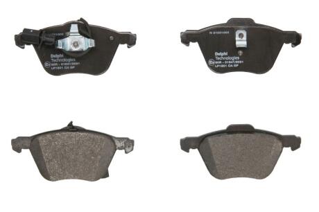 Комплект гальмівних колодок передн, FORD GALAXY I, GALAXY MK I SEAT ALHAMBRA VW CALIFORNIA T4 CAMPER, SHARAN, TRANSPORTER T4 1.8-2.8 07.90-03.10 Delphi LP1801