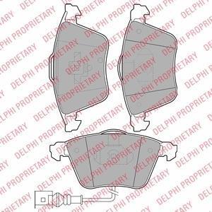 Комплект гальмівних колодок передн, AUDI A3 SEAT LEON SKODA SUPERB II VW EOS, GOLF V, GOLF VI, PASSAT B6 1.4-3.6 05.03-08.15 Delphi LP1921