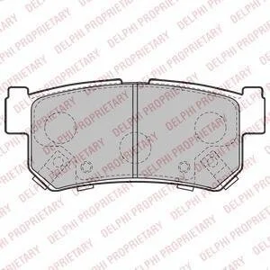 Комплект гальмівних колодок задн, SSANGYONG ACTYON I, ACTYON SPORTS I, ACTYON SPORTS II, KORANDO, KYRON, MUSSO, MUSSO SPORTS, REXTON / REXTON II, REXTON W / REXTON, RODIUS II 2.0D-3.2 06.96- Delphi LP2127