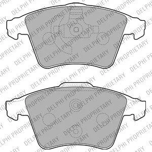 Комплект гальмівних колодок передн, VW CALIFORNIA T5 CAMPER, MULTIVAN T5, MULTIVAN T6, TRANSPORTER T5, TRANSPORTER T6 / CARAVELLE T6 1.9D-3.2 04.03-07.19 Delphi LP2224