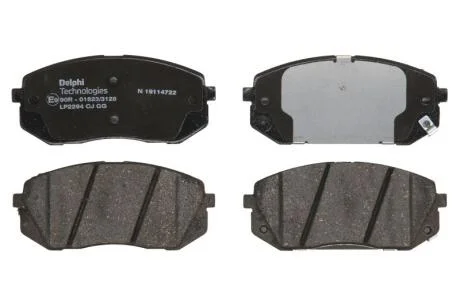 Комплект гальмівних колодок передн, HYUNDAI I40 I, I40 I CW, IX35, KONA, KONA/SUV, SONATA VII, TUCSON, TUCSON/SUV KIA CADENZA I, CEE\'D, CEED, NIRO I, OPTIMA, PROCEED, SELTOS 1.0-Electric 01.10- Delphi LP2294