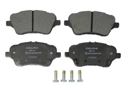 Комплект гальмівних колодок передн, FORD B-MAX, FIESTA, FIESTA VI, TOURNEO COURIER B460, TRANSIT COURIER B460, TRANSIT COURIER B460/MINIVAN 1.0-1.6D 01.09- Delphi LP2474