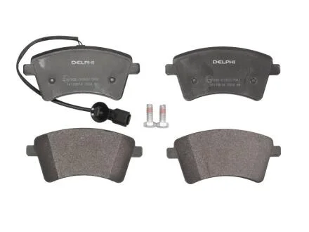 Комплект гальмівних колодок передн (з комплектуючими з шумопоглинаючою пластиною), NISSAN NV250 RENAULT KANGOO BE BOP, KANGOO EXPRESS, KANGOO II 1.2-Electric 10.01- Delphi LP2504