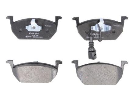 Комплект гальмівних колодок передн, AUDI A3 SEAT LEON, LEON SC, LEON ST, LEON ST/KOMBI SKODA OCTAVIA III, SCALA VW GOLF ALLTRACK VII, GOLF SPORTSVAN VII, GOLF VII 1.0-2.0D 08.12- Delphi LP3146
