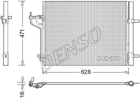Конденсатор кондиціонера (з осушувачем) FORD C-MAX II, FOCUS III, FOCUS III/HATCHBACK, GRAND C-MAX 1.6-2.0D 04.10-02.20 DENSO DCN10029