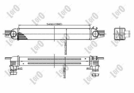 Радіатор інтеркулера Citroen Nemo/Fiat Fiorino/Peugeot Bipper 1.3 JTD/1.4 HDI 08- (540x82x64 мм) DEPO 016-018-0005