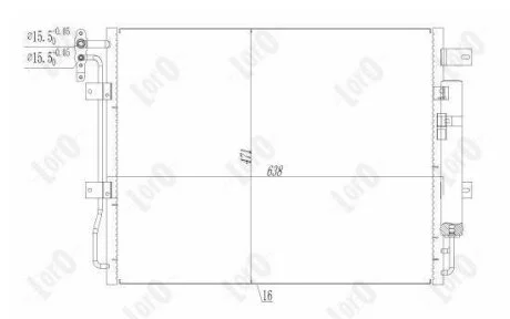 Радіатор кондиціонера (з осушувачем) Land Rover Discovery IV/Range Rover Sport I 3.0D/3.6D 04.06-12.18 (638x471x16) DEPO 027-016-0008