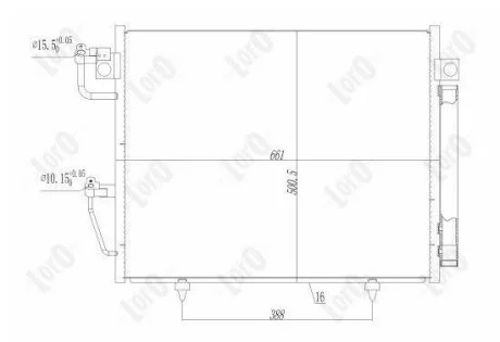 Радіатор кондиціонера Mitsubishi Pajero 3.2D 06- (661x500x16) DEPO 033-016-0017