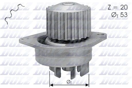 Насос водяной PSA AX/BERLINGO/BX/C15/JUMPER/SAXO/XSARA/106/205/206/306/309/405/PARTNER 86- 1.0-1.6 DOLZ C111 (фото 1)
