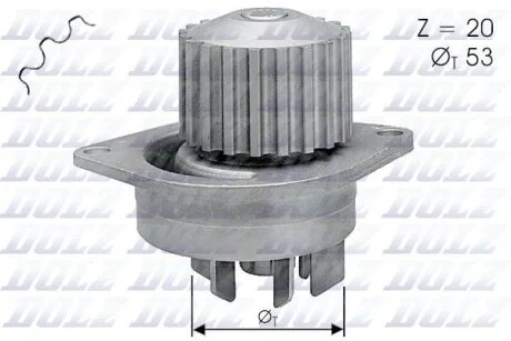 Насос водяной PSA AX/BERLINGO/BX/C15/JUMPER/SAXO/XSARA/106/205/206/306/309/405/PARTNER 86- 1.0-1.6 DOLZ C111