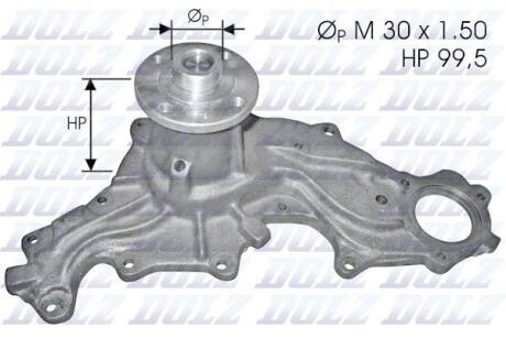 FORD помпа води Sierra V6 2.0,2.3,2.8 84- DOLZ F120
