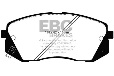Комплект гальмівних накладок, дискове гальмо EBC DP21809