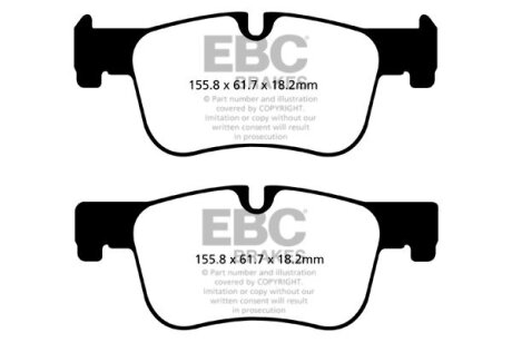Комплект гальмівних накладок, дискове гальмо EBC DP22143