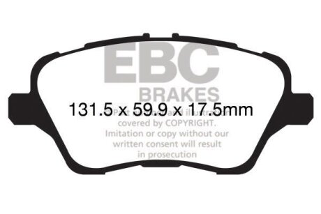 Комплект гальмівних накладок, дискове гальмо EBC DP22149