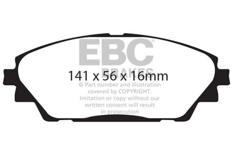 Комплект гальмівних накладок, дискове гальмо EBC DP22185