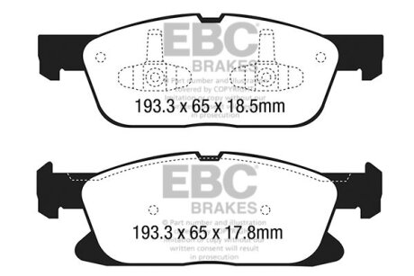 Комплект гальмівних накладок, дискове гальмо EBC DP23046