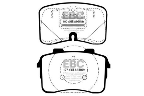 Комплект гальмівних накладок, дискове гальмо EBC DP3883C