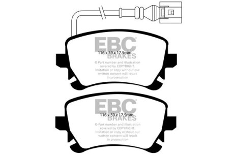 Комплект гальмівних накладок, дискове гальмо EBC DP41534R