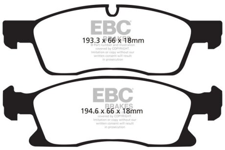 Комплект гальмівних колодок, дискове гальмо EBC DP41871R