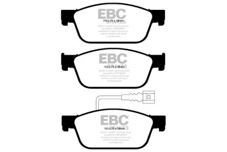 Комплект гальмівних колодок, дискове гальмо EBC DP42096R